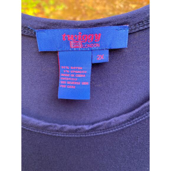 TWIGGY Lot of 2 Shirts Tops Green Blue Short Sleeve Plus Size  SZ 2XL C100143 - Picture 7 of 8